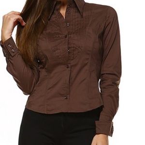 Chocolate button down shirt - New—Size Small